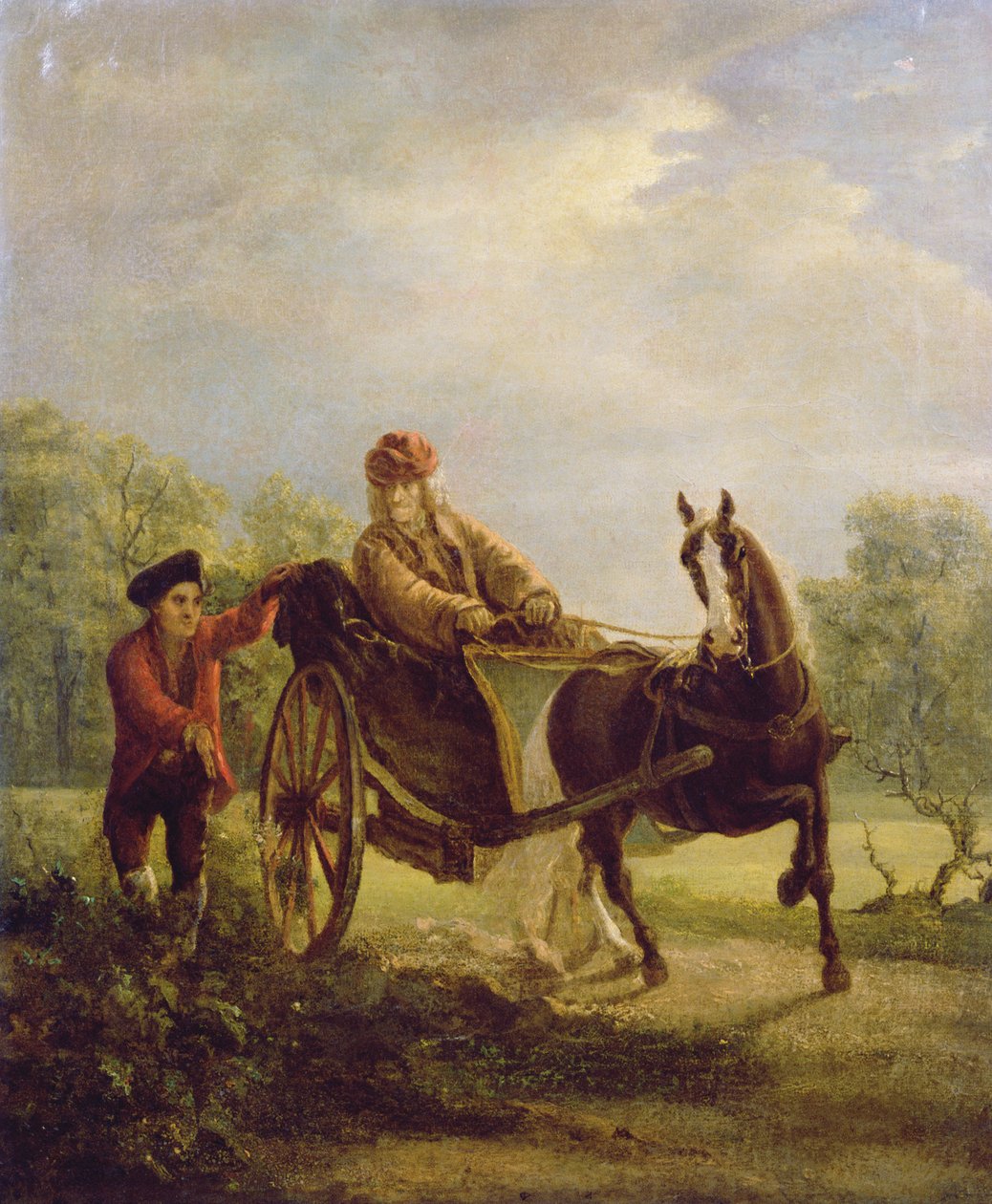 Voltaire (1694-1778) kabriolettina Ferneyssä. tekijältä Jean Huber