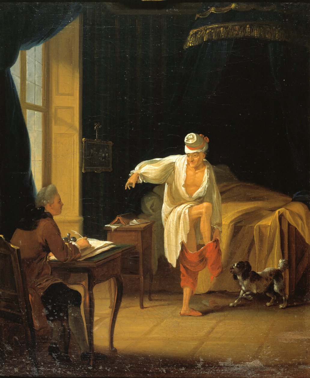 Voltaire heräämässä Ferneyssä, noin 1772. tekijältä Jean Huber