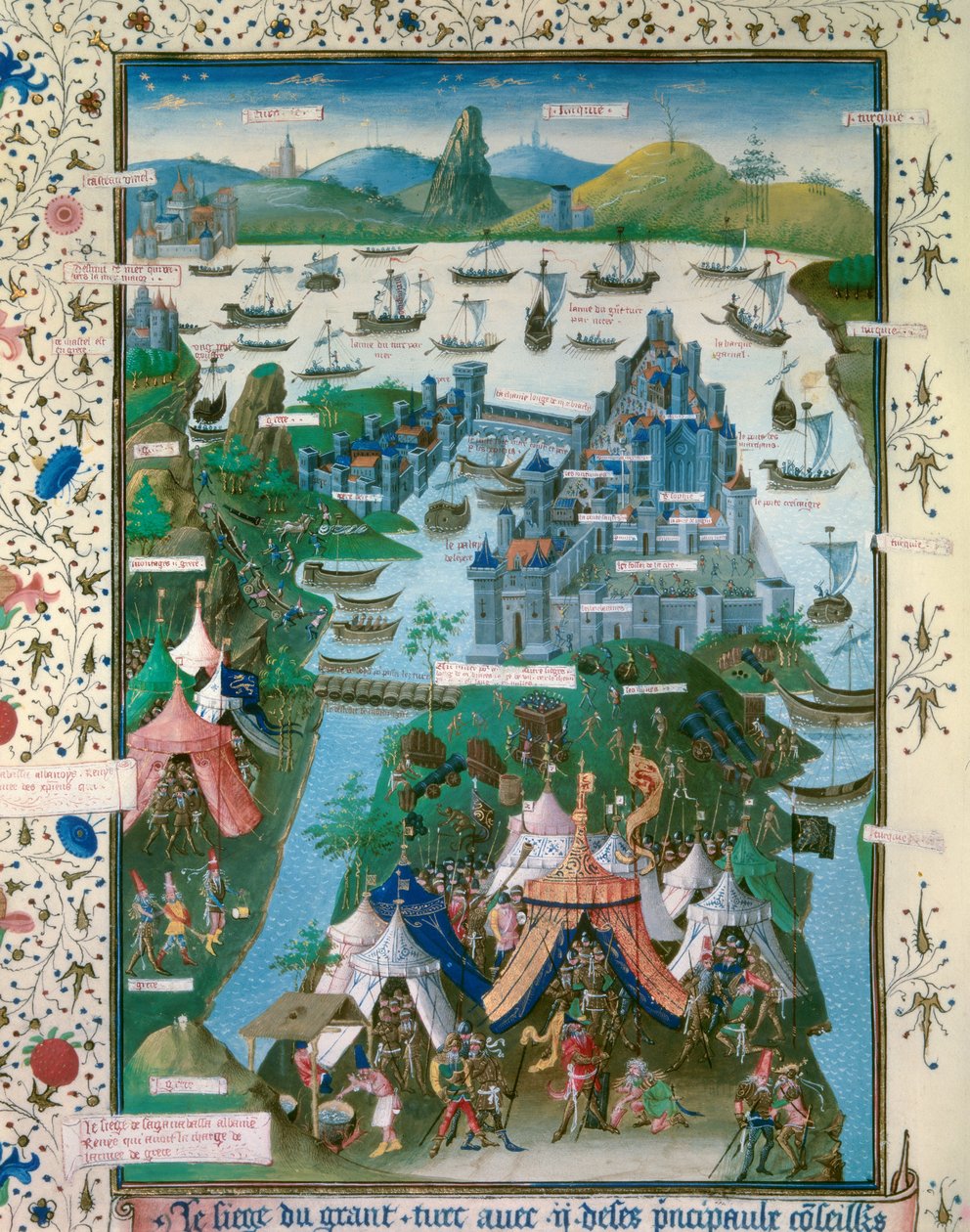 Muhammad II: Konstantinopolin piiritys (saalis tai kaatuminen) Muhammad II:n ottomaanitürkkien toimesta tekijältä Jean I Le Tavernier