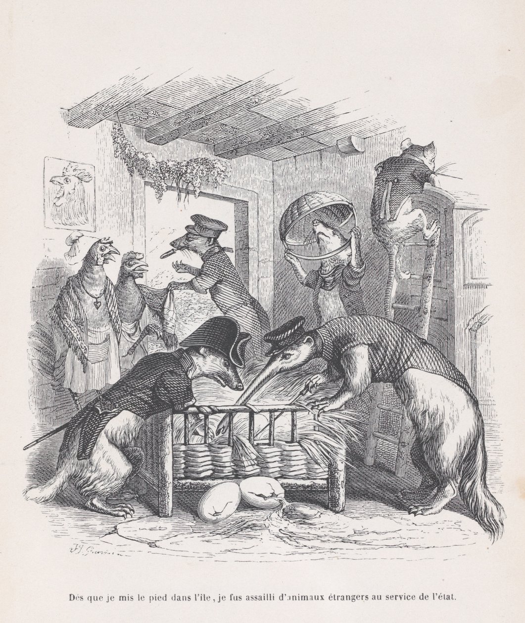 Heti kun astuin saarelle... Kohtauksista yksityisestä ja julkisesta elämästä..., noin. 1837-47. tekijältä Jean Ignace Isidore Gérard