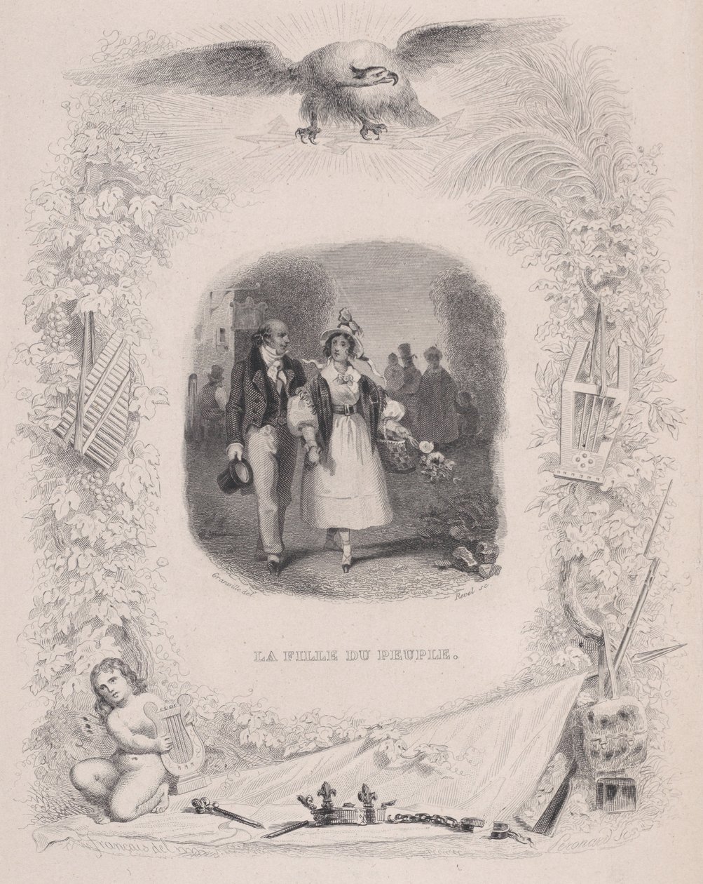 Kansan tytär elokuvasta Bérangerin laulut, 1829. tekijältä Jean Ignace Isidore Gérard