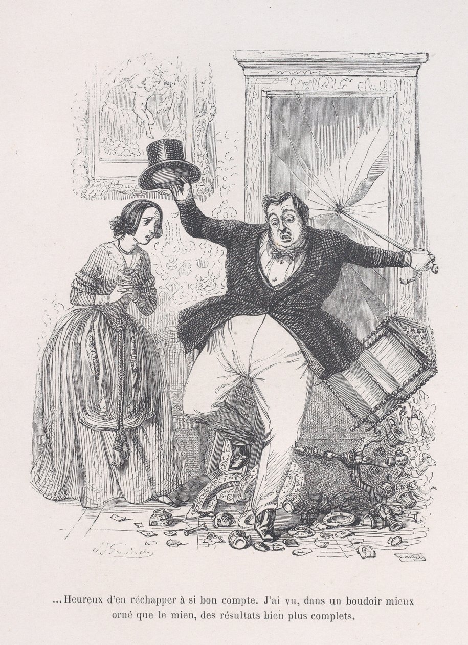 ...Olen iloinen, että pääsin eroon niin halvalla. Ihmiselämän pienistä kurjista, 1843. tekijältä Jean Ignace Isidore Gérard