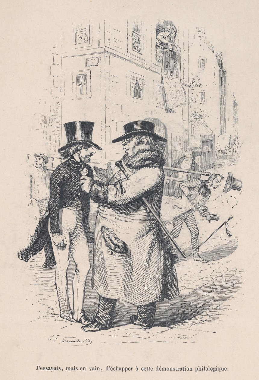 Yritin paeta tätä filologista keskustelua. Ihmiselämän pienistä kurjista..., 1843. tekijältä Jean Ignace Isidore Gérard