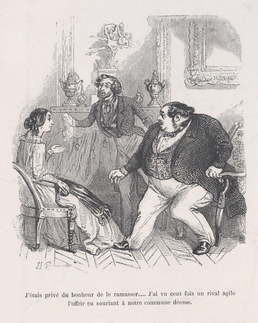 Minulta riistettiin onni poimia se... Näin sata kertaa ketterän kilpailijan..., 1843. tekijältä Jean Ignace Isidore Gérard