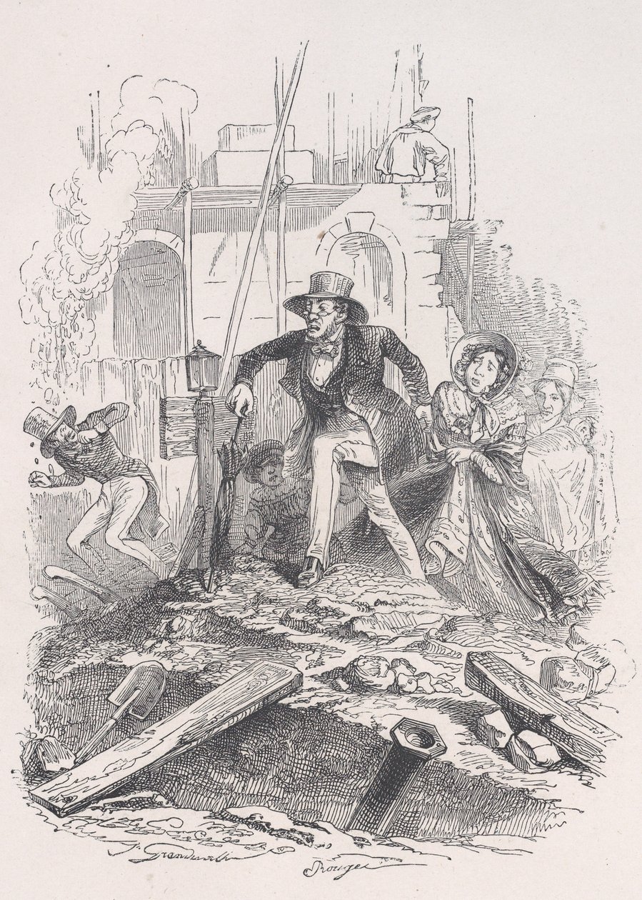 Pariisilainen ei voi vain osallistua vahvistusharjoitukseen, vaan hän hankkii turvallisuuden..., 1843. tekijältä Jean Ignace Isidore Gérard