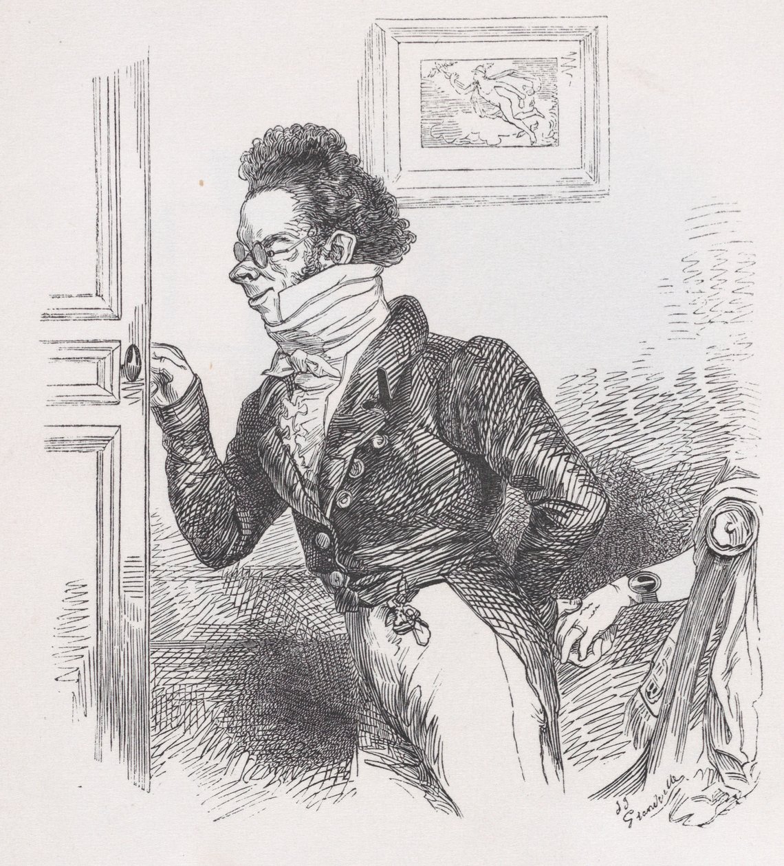 Robin, ystävä Bérangerin täydellisistä teoksista, 1836. tekijältä Jean Ignace Isidore Gérard