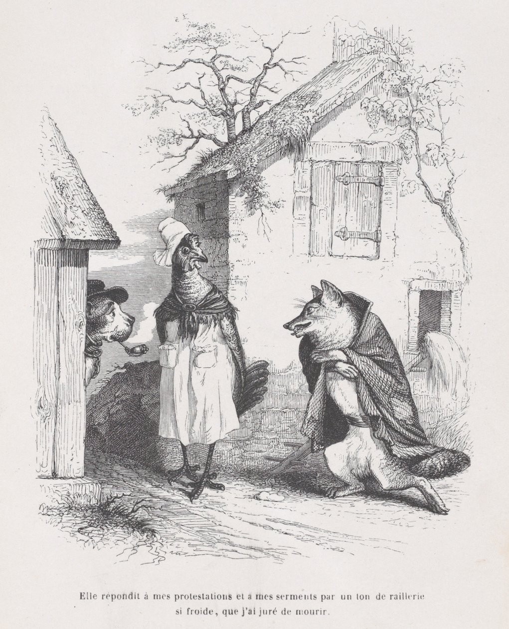 Hän vastasi protesteihini ja valoihini pilkan sävyllä, joka oli niin kylmä, että vannoin ..., n. 1837-47. tekijältä Jean Ignace Isidore Gérard