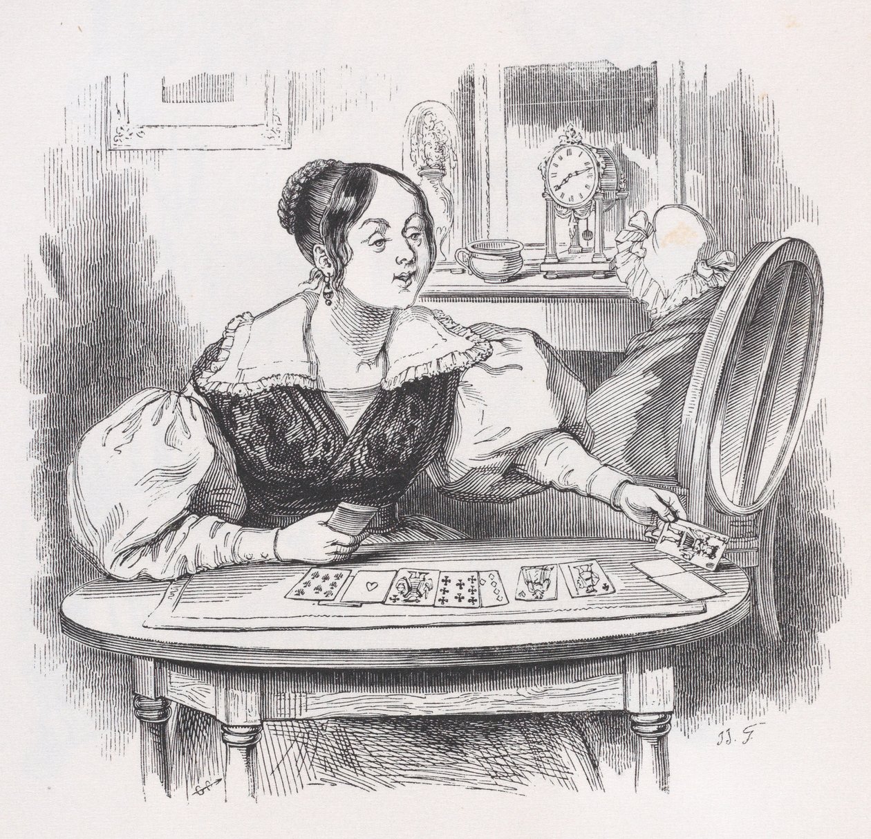 Kortit Bérangerin täydellisistä teoksista, 1836. tekijältä Jean Ignace Isidore Gérard