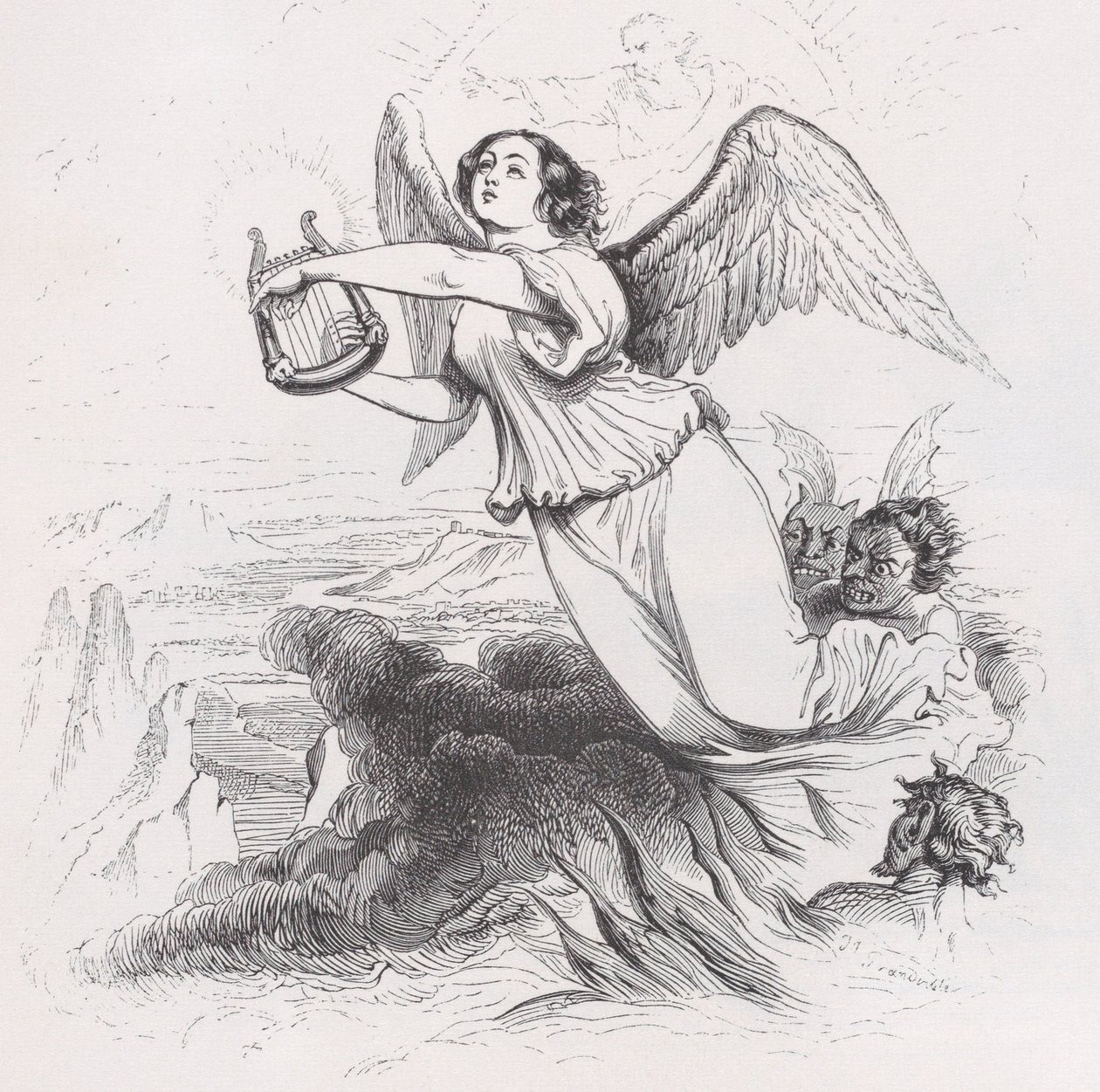 Karkotettu enkeli Bérangerin täydellisistä teoksista, 1836. tekijältä Jean Ignace Isidore Gérard