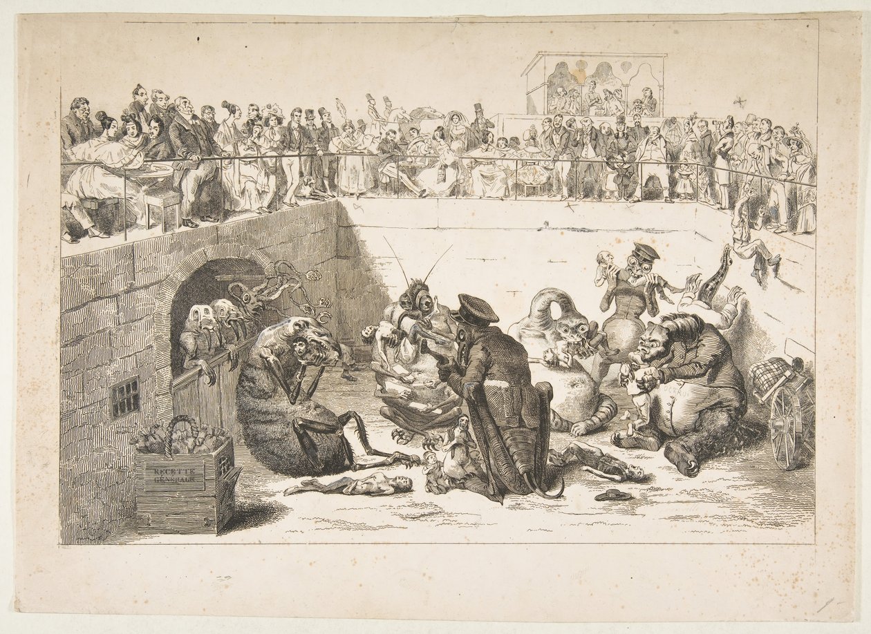 Ihmiset toimitettiin vampyyriveroille, toukokuu 1833 tekijältä Jean Ignace Isidore Gérard