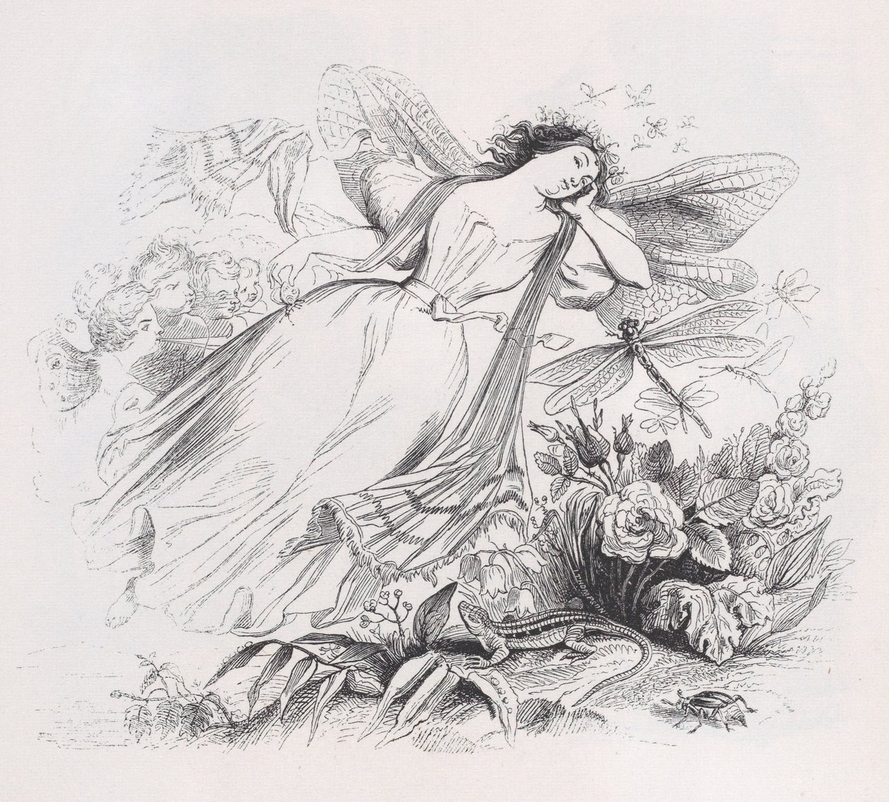Sylfi teoksesta The Complete Works of Béranger, 1836. tekijältä Jean Ignace Isidore Gérard
