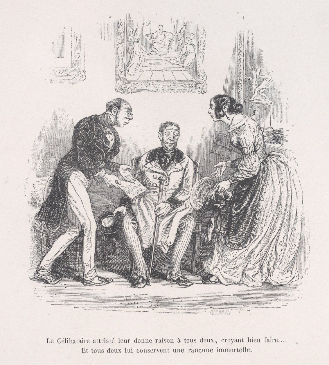 Sureva leski antaa heille molemmille oikeuden tehdä hyvää... Ja he molemmat säilyttävät ikuisuuden..., 1843. tekijältä Jean Ignace Isidore Gérard