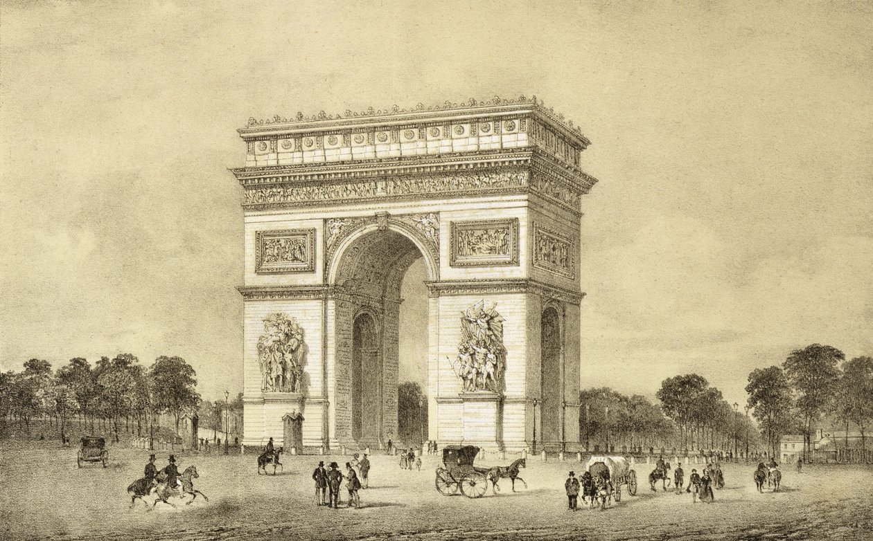 LArc de Triomphe, Pariisi, kaiverrettu Auguste Bryn toimesta tekijältä Jean Jacottet