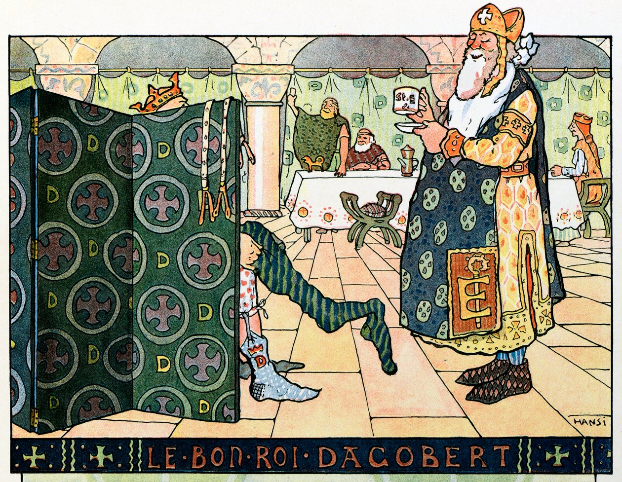 Elsassin tarina kertoo lapsille Jean Jacques Waltz dit Hansin (1873-1951) Hansin setä, yksityinen kokoelma: Hyvä kuningas Dagobert (noin 602 - noin 639); Huomio! Tämän teoksen käyttö voi edellyttää kolmannen osapuolen lupapyyntöä tai lisäystä tekijältä Jean Jacques (1873 1951) Waltz