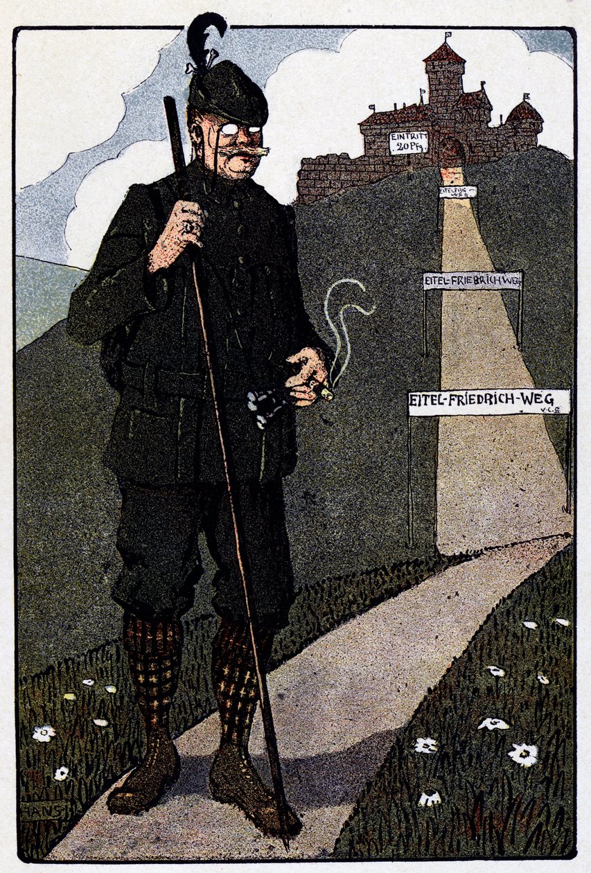 Vogesen Bilder (kuvat Vogeesista); Ylä-Königsbourgin linna saksalaisten kunnostuksen jälkeen tekijältä Jean Jacques (1873 1951) Waltz