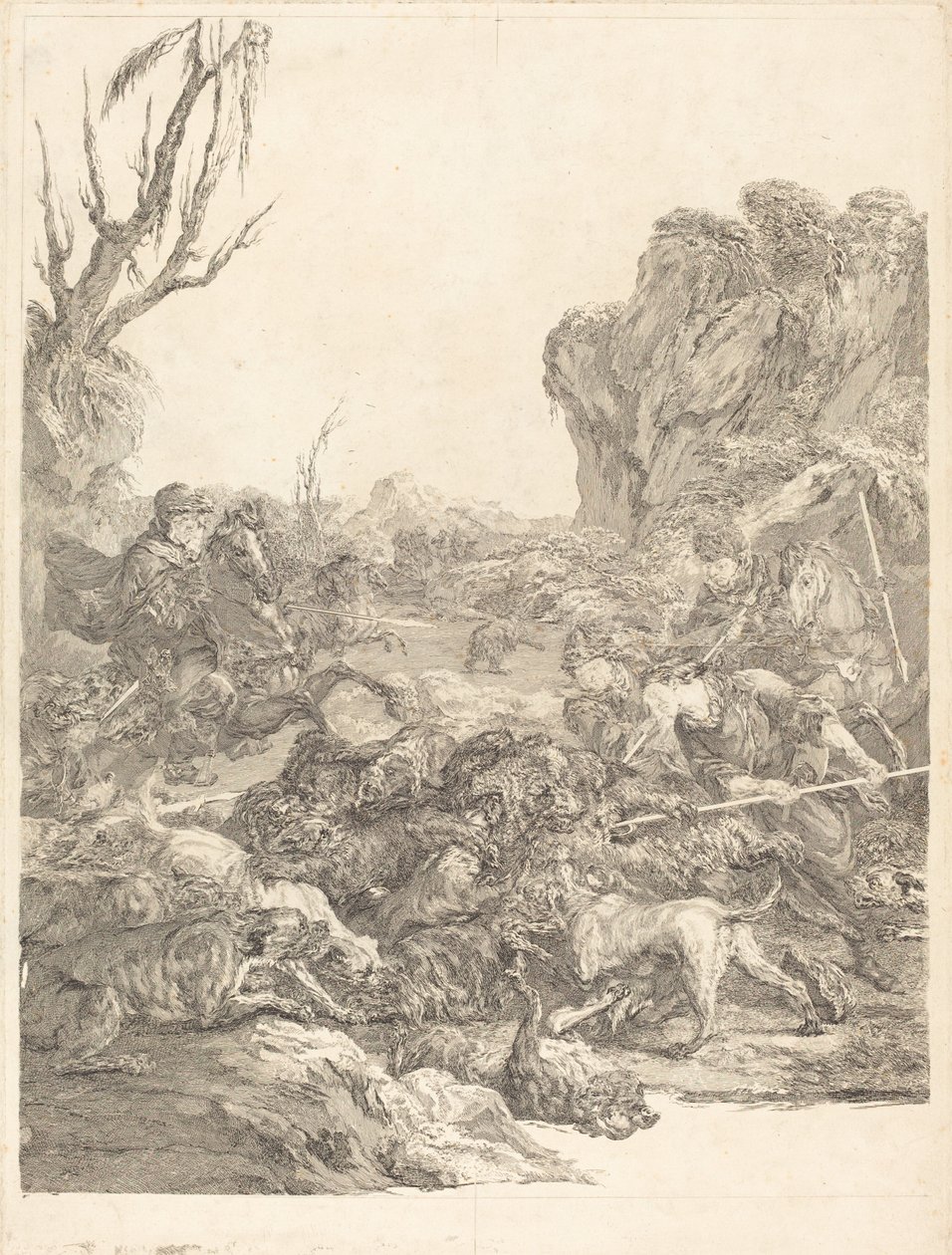 Karhun metsästys tekijältä Jean Jacques Flipart after Carle Van Loo