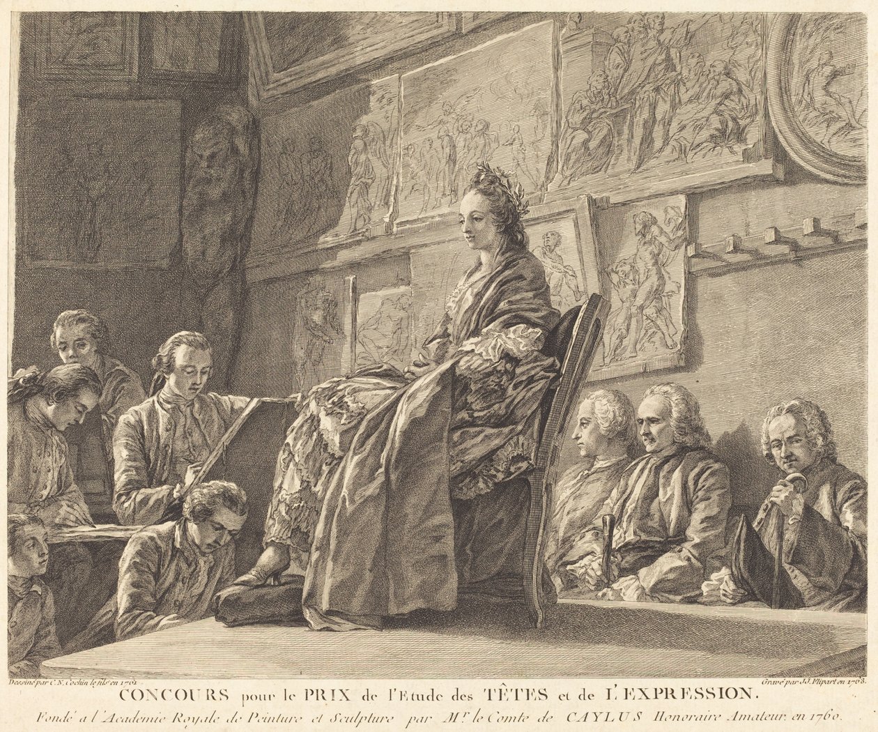 Kilpailu pään ja ilmaisun tutkimuksen palkinnosta tekijältä Jean Jacques Flipart after Charles Nicolas Cochin II