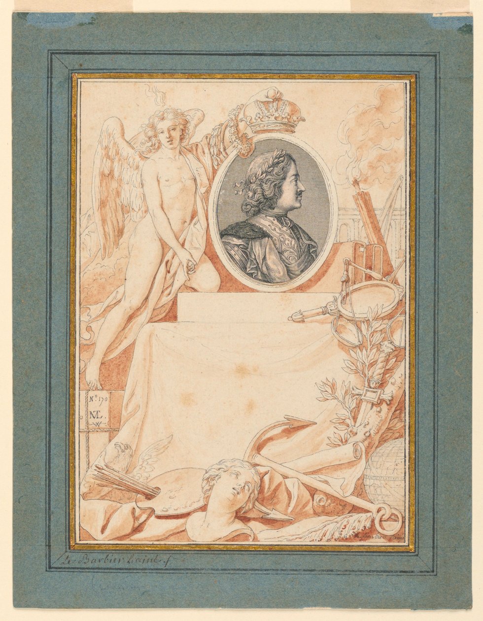 Piirros, etukuva Pietari Suuren historiaan, n. 1780. tekijältä Jean Jacques Francois Le Barbier