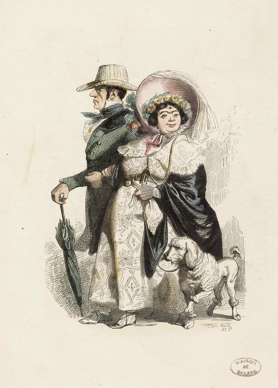 Rentier ja hänen vaimonsa, 1840. tekijältä Jean Jacques Grandville