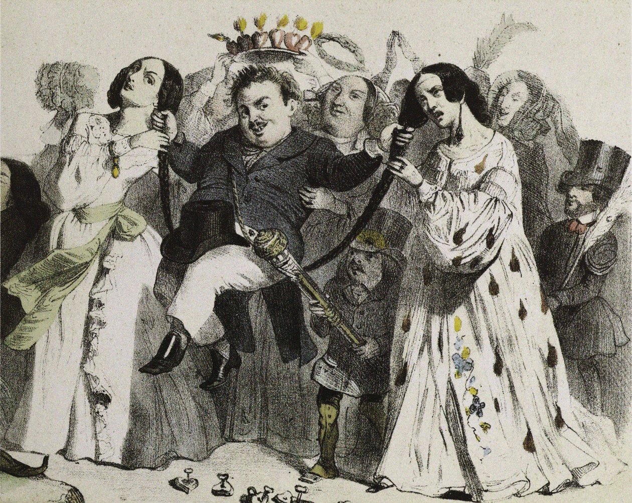 Honoré de Balzac, tuottelias kirjoittajistamme, naisten tukema ja kruunattu, 1839. tekijältä Jean Jacques Grandville