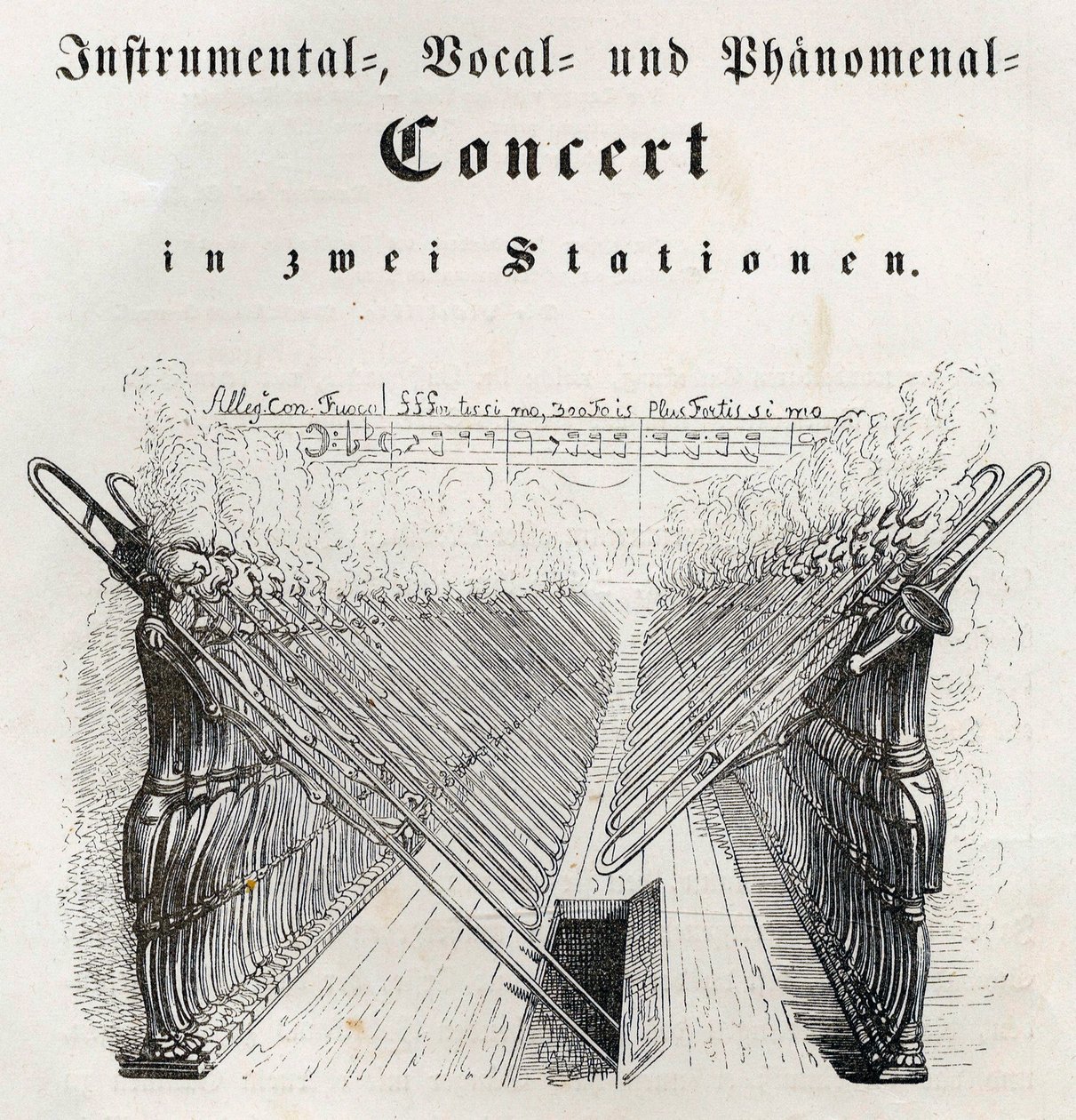 Instrumentaalinen laulu ja ilmiömäinen konsertti, 1844. tekijältä Jean Jacques Grandville
