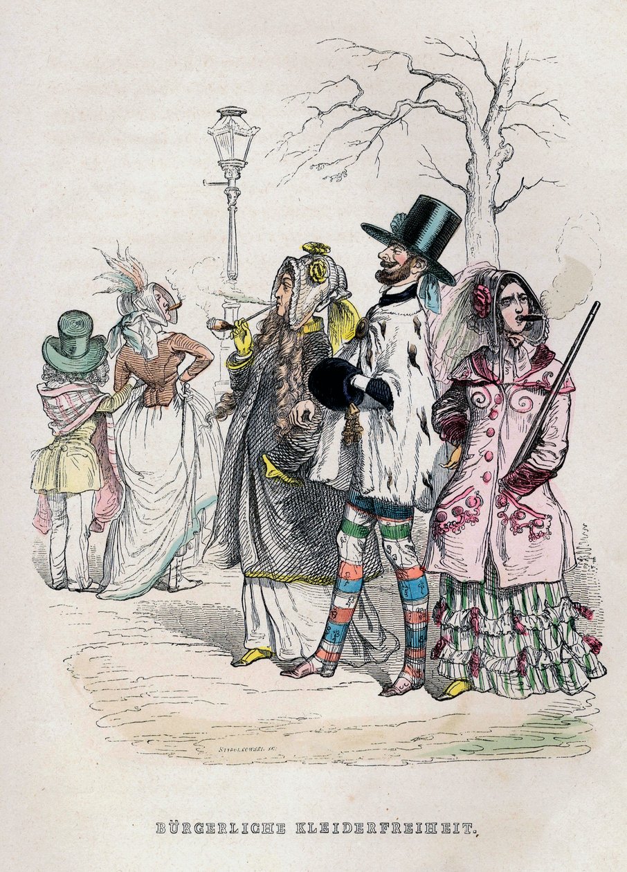 Naisten pukeutumisvapaus, 1840-luku. tekijältä Jean Jacques Grandville