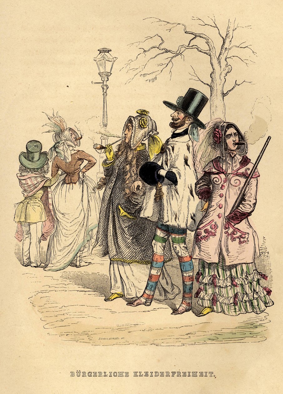 Naisten pukeutumisvapaus, 1840-luku tekijältä Jean Jacques Grandville