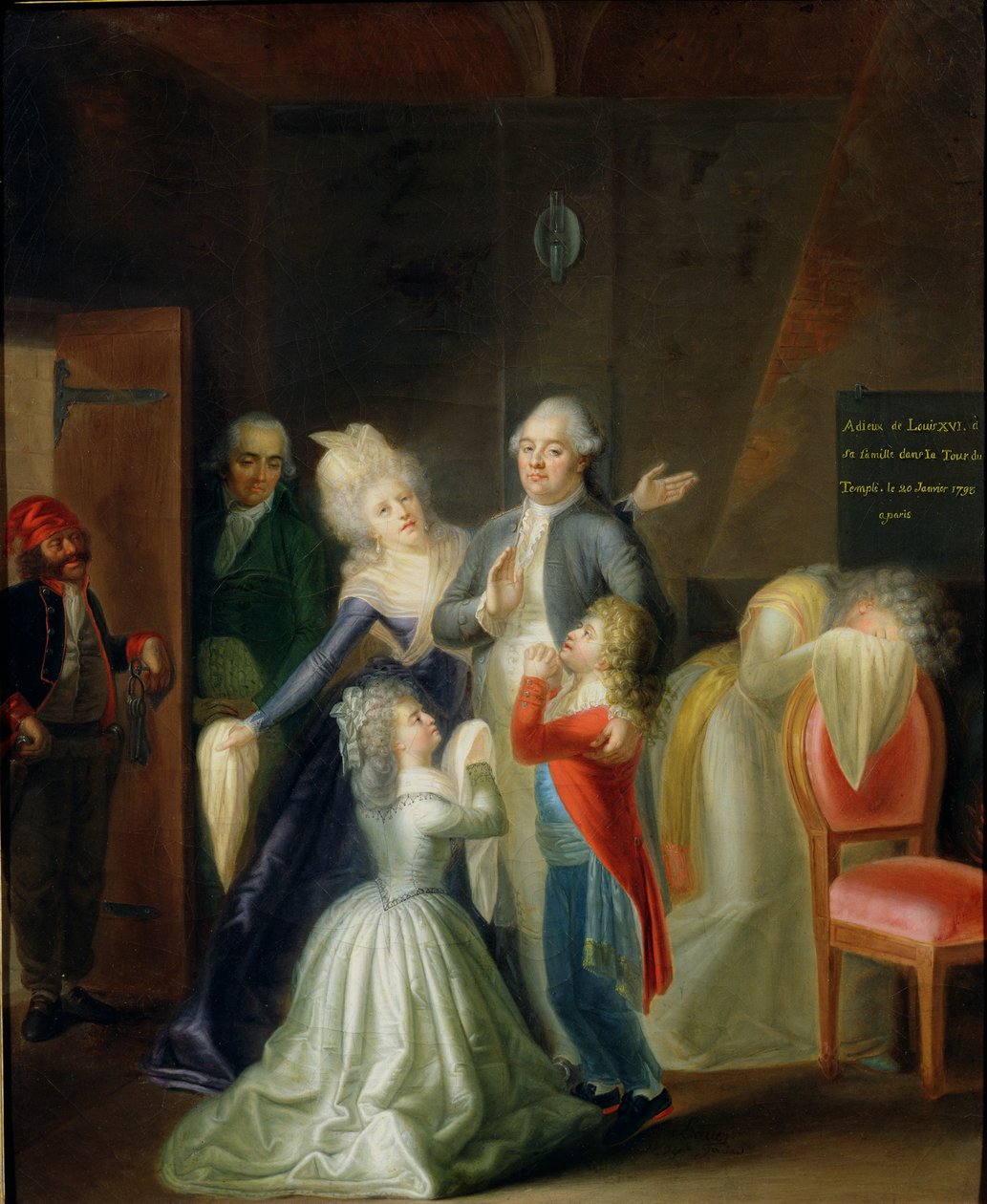 Perheen hyvästit Louis XVI:lle temppelissä, 20. tammikuuta 1793 tekijältä Jean Jacques Hauer