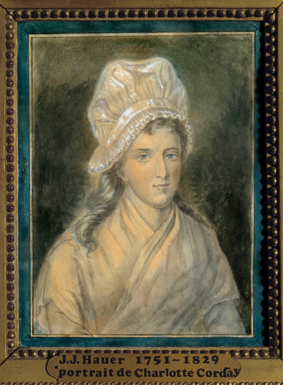 Charlotte Cordayn (1768-1793) muotokuva Jean Jacques Hauerin (1751-1829) maalaus 1700-luvulta. Versailles. Lambinet-museo tekijältä Jean Jacques Hauer