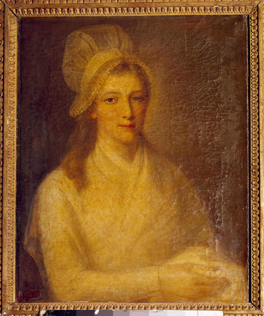 Muotokuva Marie Anne Charlotte Cordaysta (1768-1793) Jean Jacques Hauerin (1751-1829) maalaus 1793. Mitat 0,61 x 0,47 m. Versailles, Chateau Museum tekijältä Jean Jacques Hauer