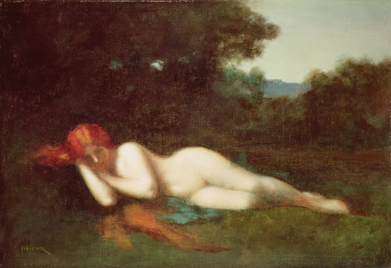 Alaston makuulla (öljy kankaalle) tekijältä Jean Jacques Henner