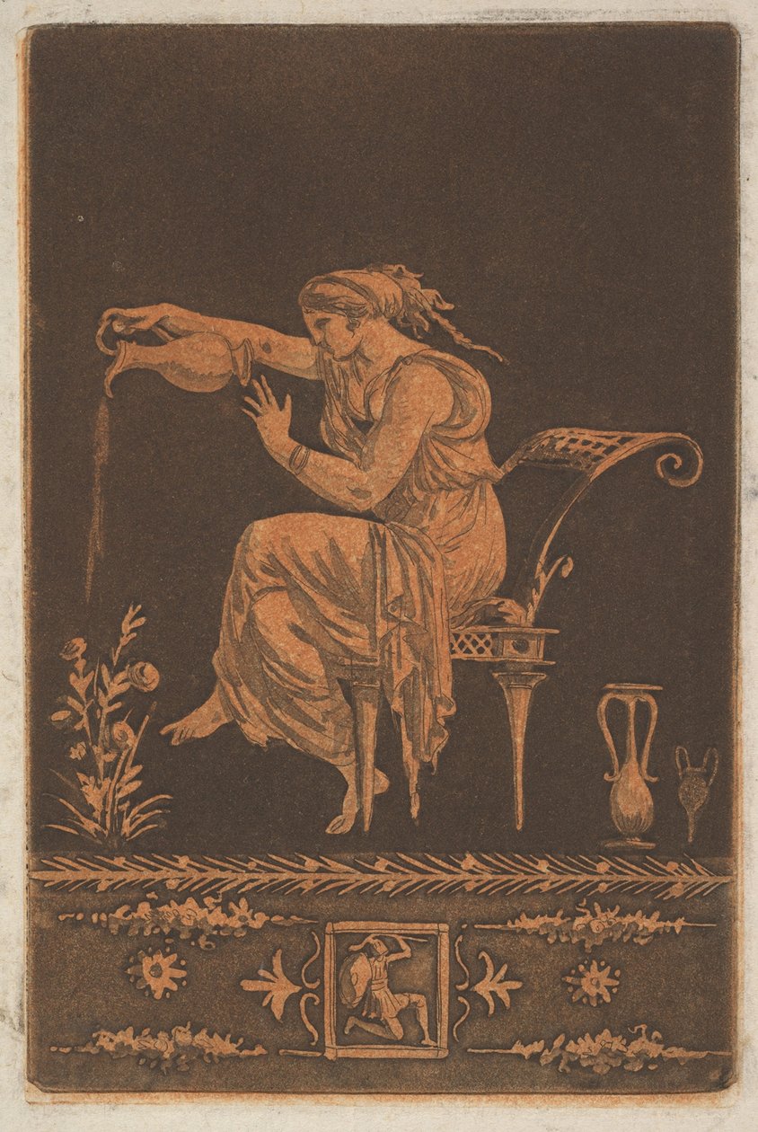 Nuori draped nainen, istuu, kastelee kasvia Nuori draped nainen, istuu, kastelee ..., ca. 1784. tekijältä Jean Jacques Lagrenee