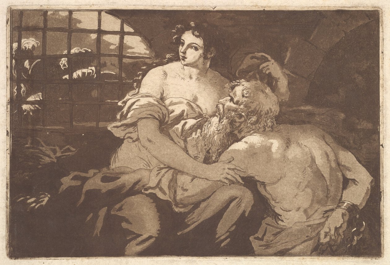 Roman Charity, albumissa, joka sisältää Recueil de Compositions par..., 1782-1821. tekijältä Jean Jacques Lagrenee