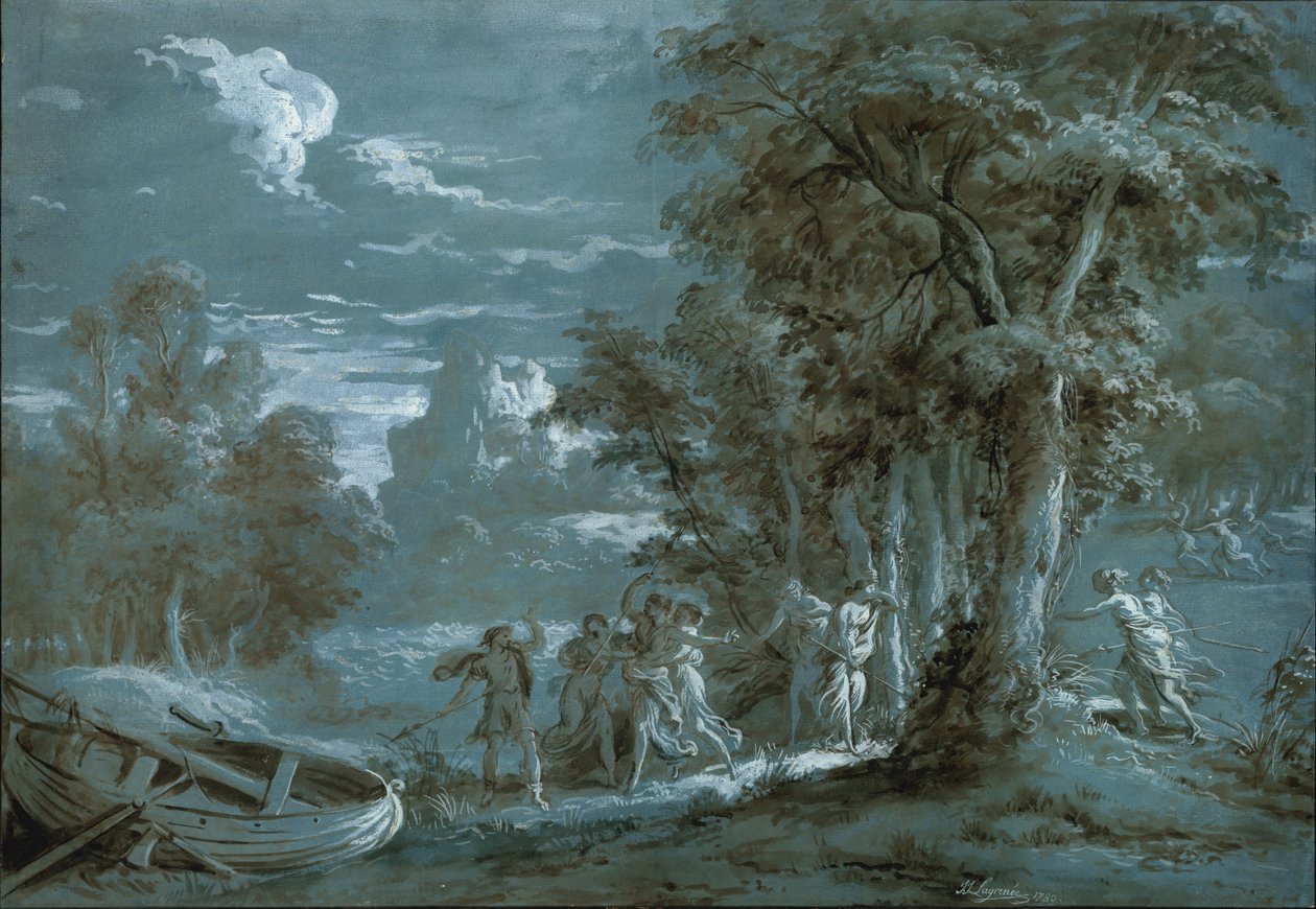 Maisema ja kohtaus Fénelonin Télémaquesta, 1780. tekijältä Jean Jacques Lagrenee