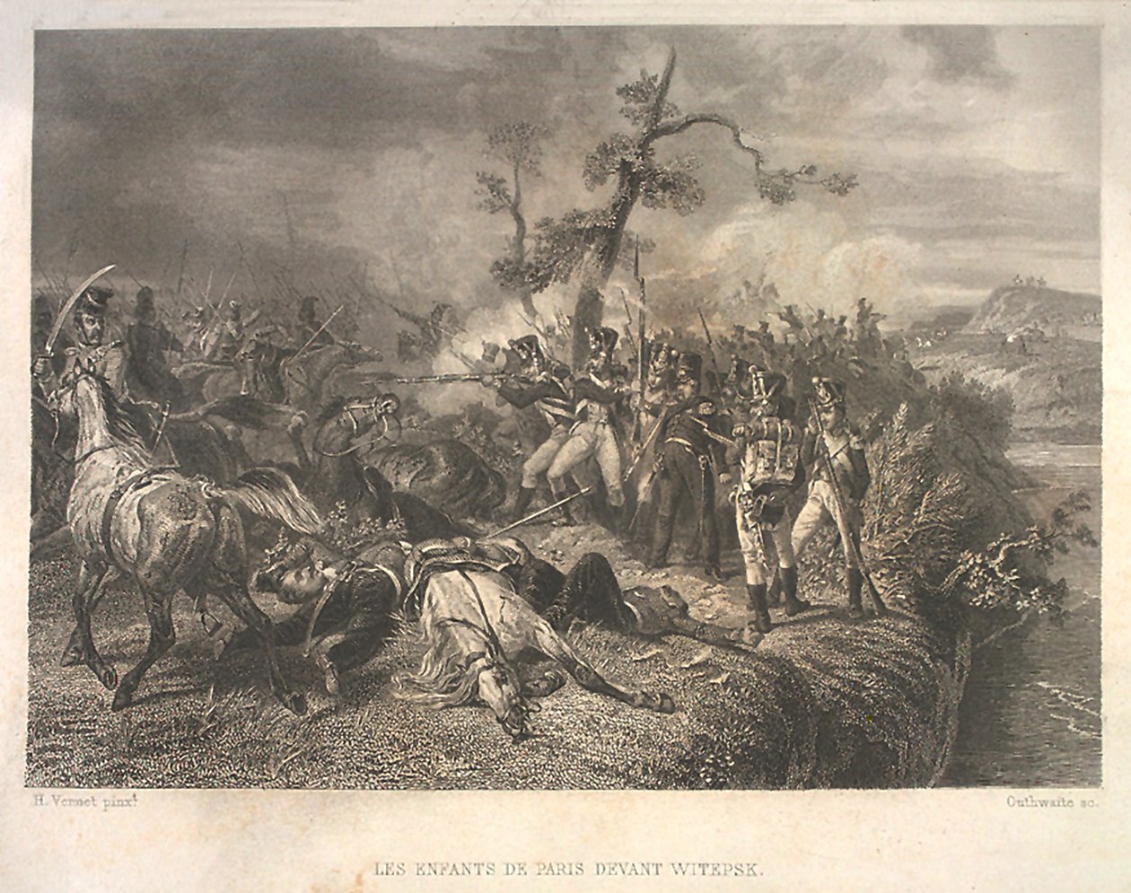 Taistelu venäläisten joukkojen ja ranskalaisen ratsuväen välillä Ostrovnon lähellä 25.-26.7.1812 tekijältä Jean Jacques Outhwaite