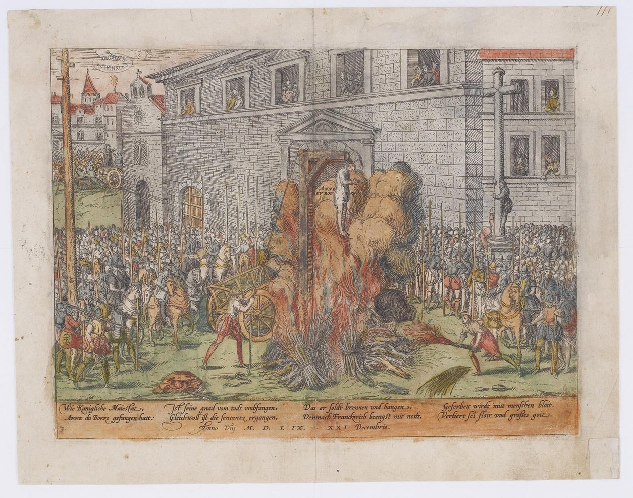 Anne du Bourgin teloitus 23. joulukuuta 1559 1568 tekijältä Jean Jacques Perrissin