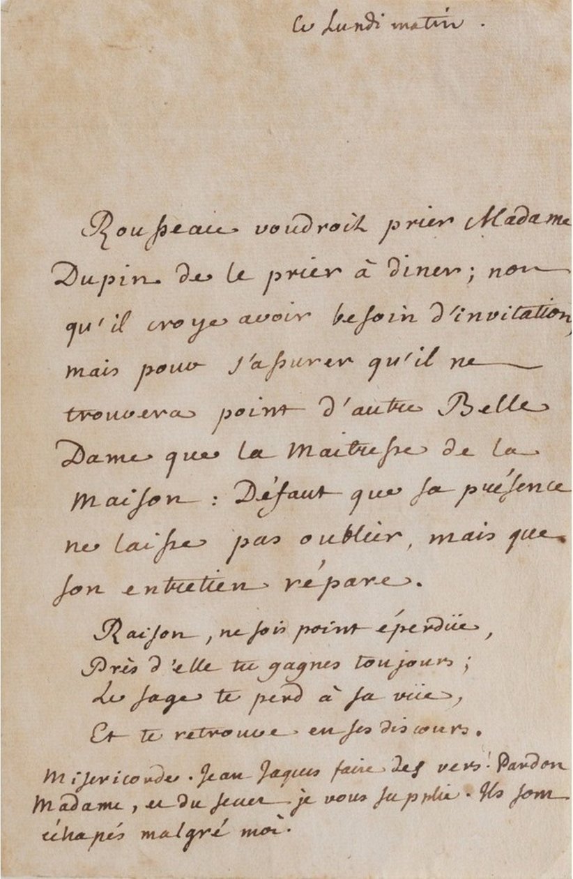 Jean-Jacques Rousseaun ja Louise Dupinin välinen kirjeenvaihto (noin 1754) (A05) tekijältä Jean Jacques Rousseau