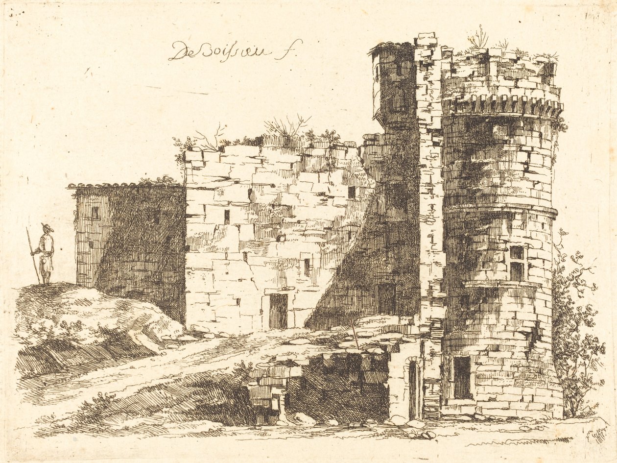 Chateau Saint-Chamondin rauniot, Loire tekijältä Jean Jacques de Boissieu