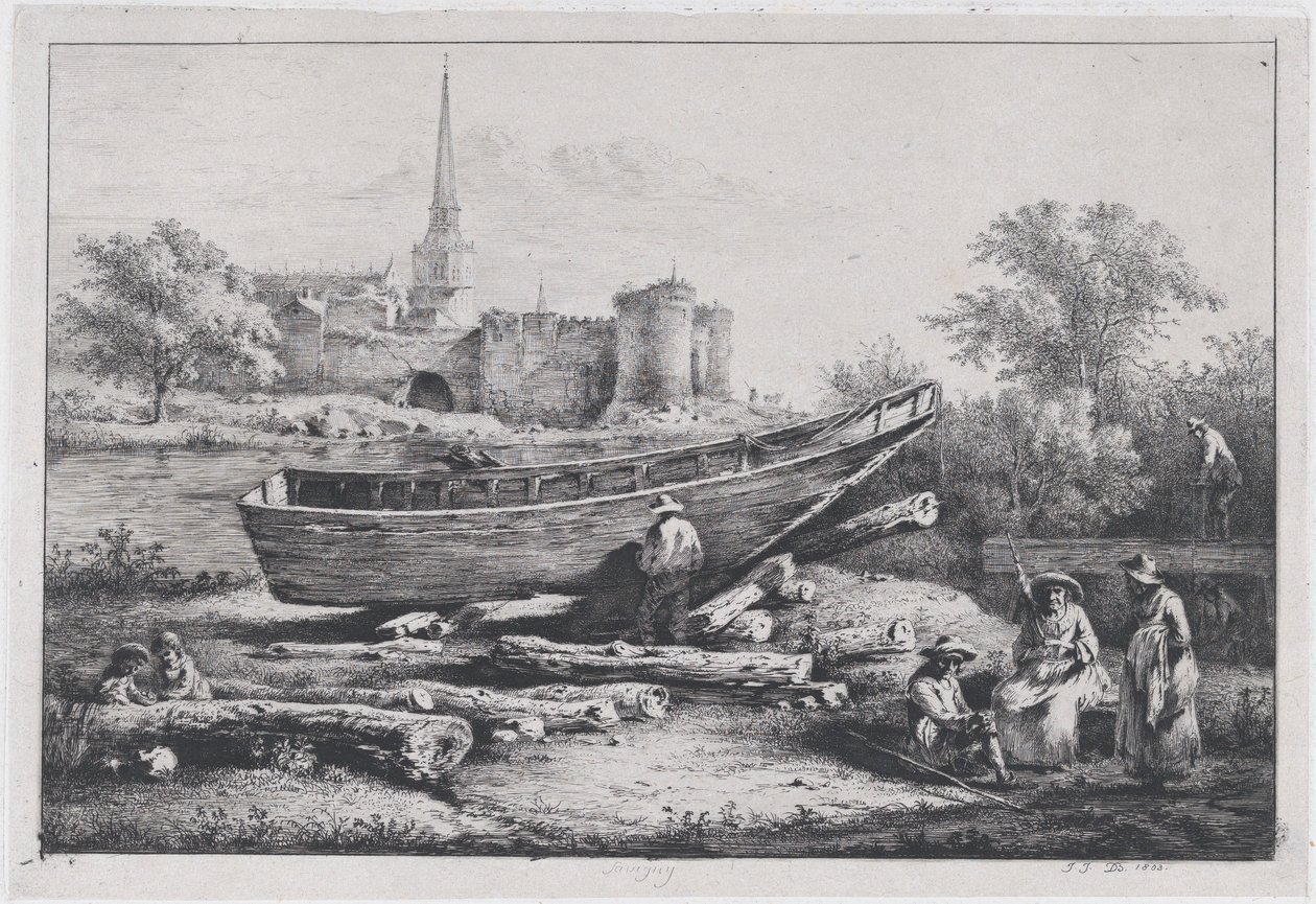 Rakennustyömaa, Savigny, 1803. tekijältä Jean Jacques de Boissieu