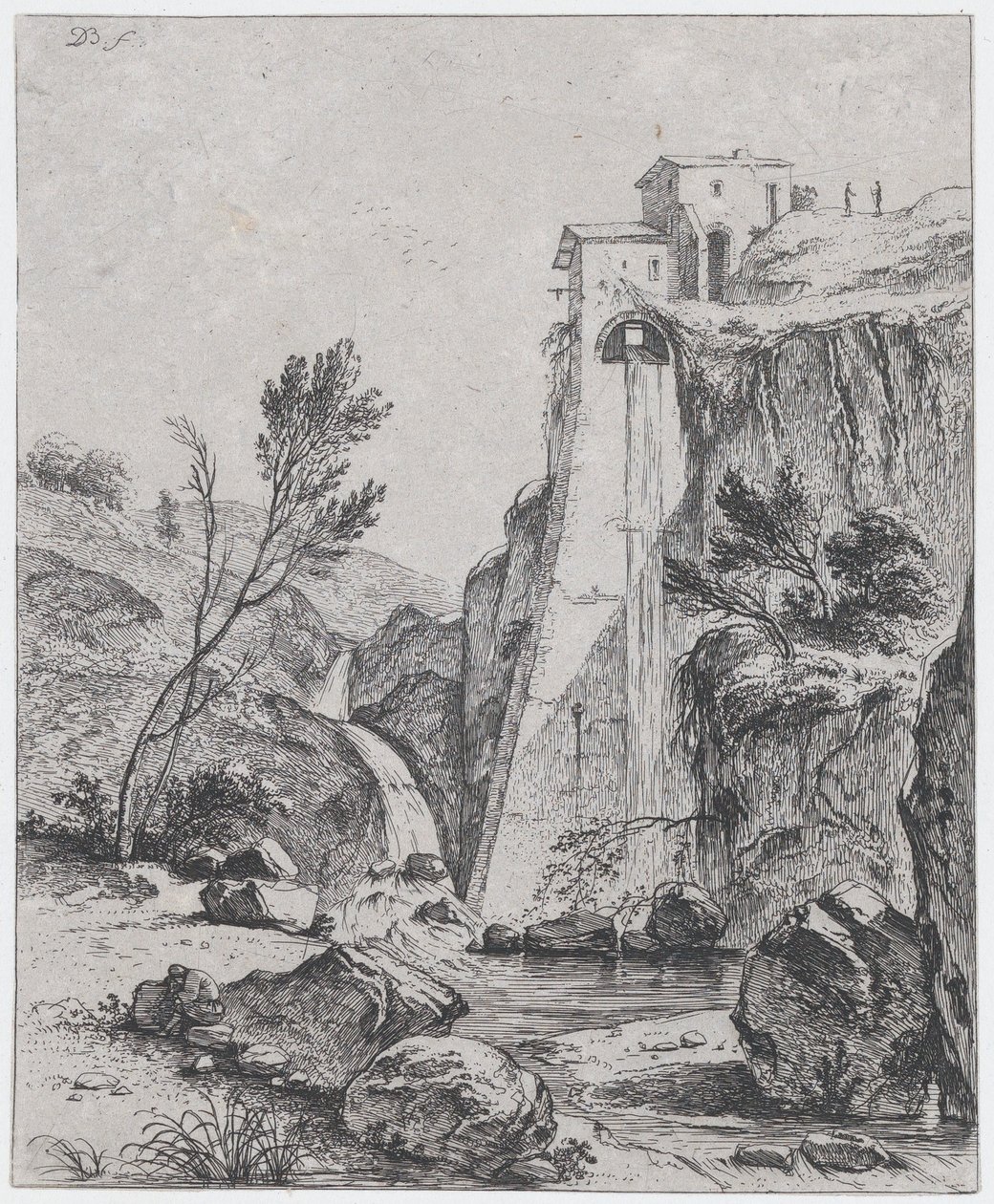 Vesiputous Breenbergin jälkeen, 1764. tekijältä Jean Jacques de Boissieu