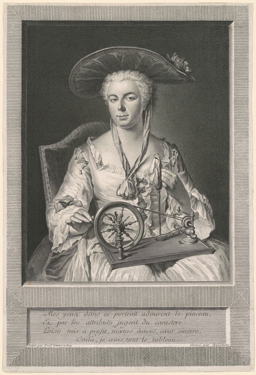 Madame Arlon Spinning Silk tekijältä Jean Joseph Balechou, after Jacques Andre Joseph Camelot Aved