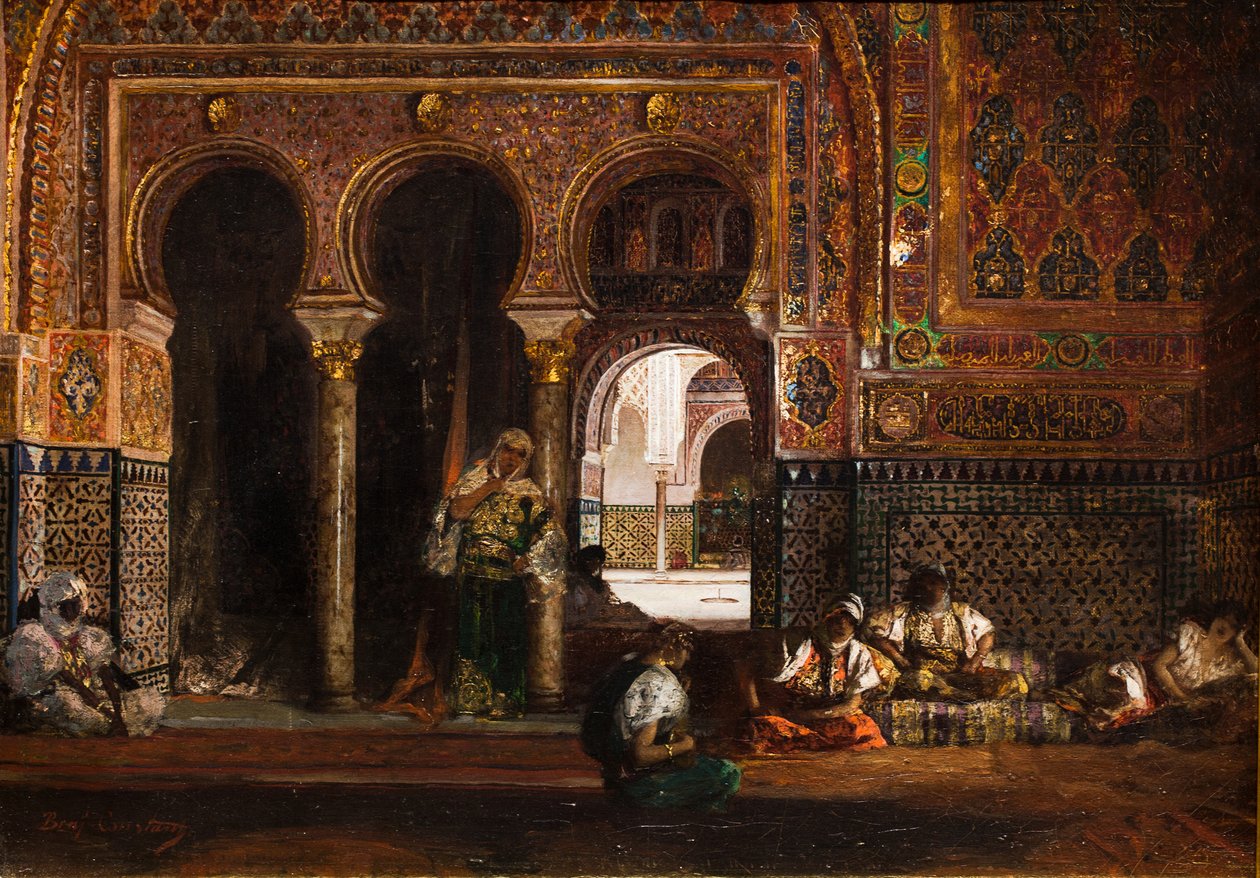 Haremikohtaus, viisi naista, n. 1880 (Öljy kankaalle) tekijältä Jean Joseph Benjamin Constant