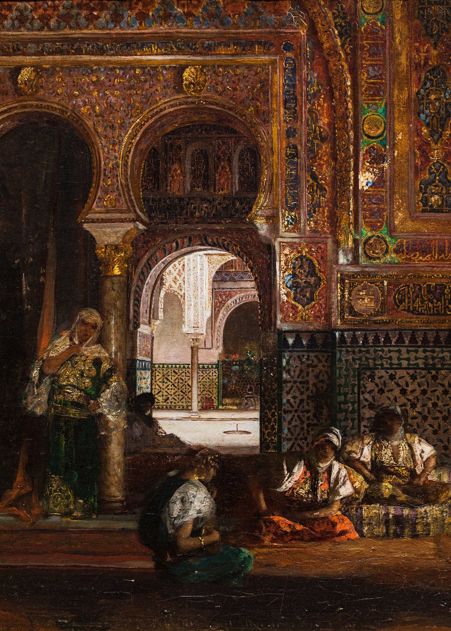 Haremikohtaus, viisi naista, noin 1880 (Öljy kankaalle) tekijältä Jean Joseph Benjamin Constant