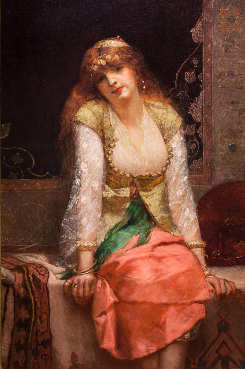 Itämainen kauneus, ennen vuotta 1880 tai sen tienoilla (Öljy kankaalle) tekijältä Jean Joseph Benjamin Constant