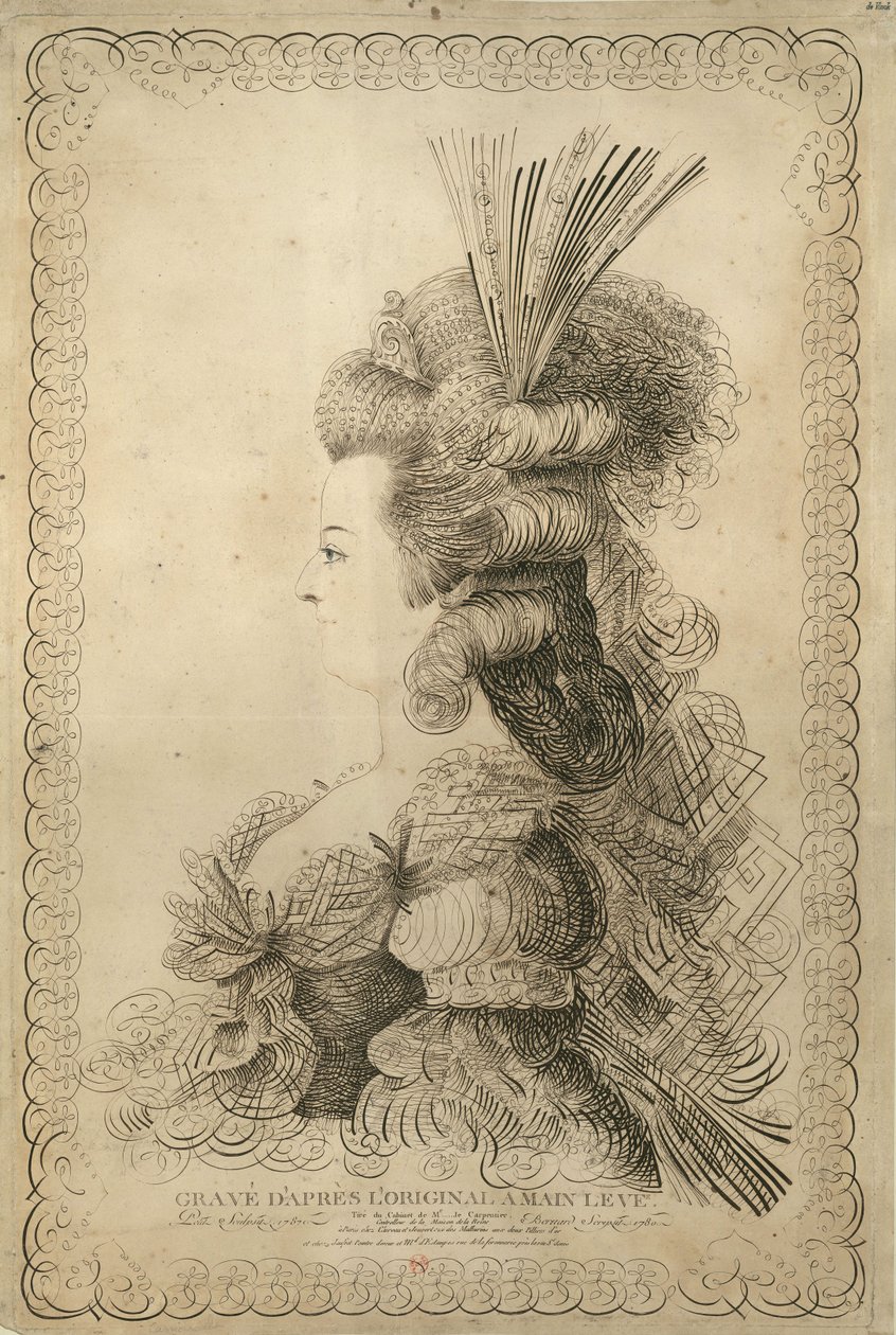 Muotokuva Marie Antoinettesta 1755-1793, Itävallan arkkiherttuatar ja kuningatar..., 1787. tekijältä Jean Joseph Bernard