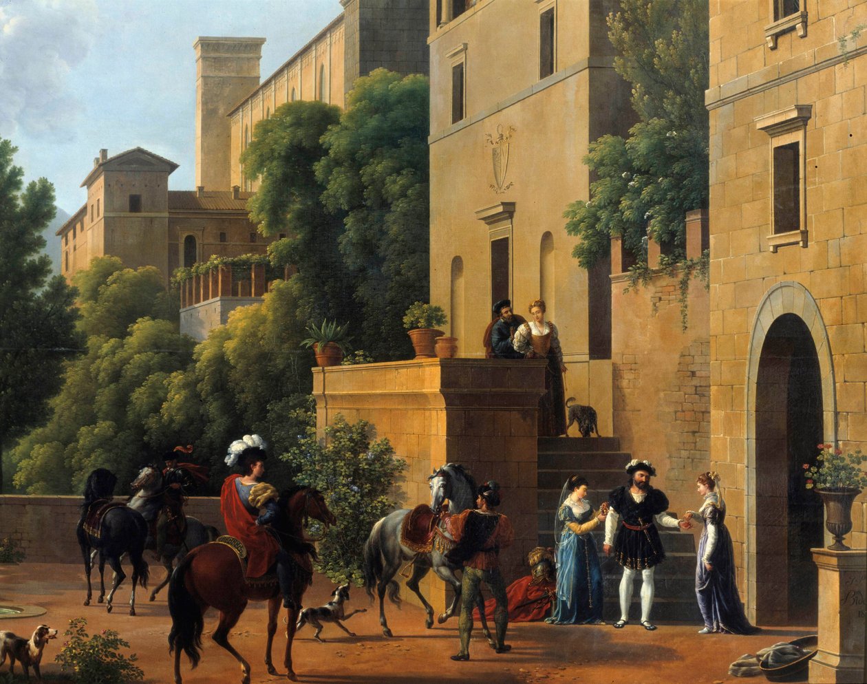 Bayardin lähtö Bresciasta. Vuonna 1512 ritari Pierre Teillard, Bayardin herra (1476-1524), piiritti Brescian kaupunkia Italian sotien aikana. Joseph Bidaultin (1758-1846) maalaus 1821 Valencia, Kuvataidemuseo tekijältä Jean Joseph Bidault