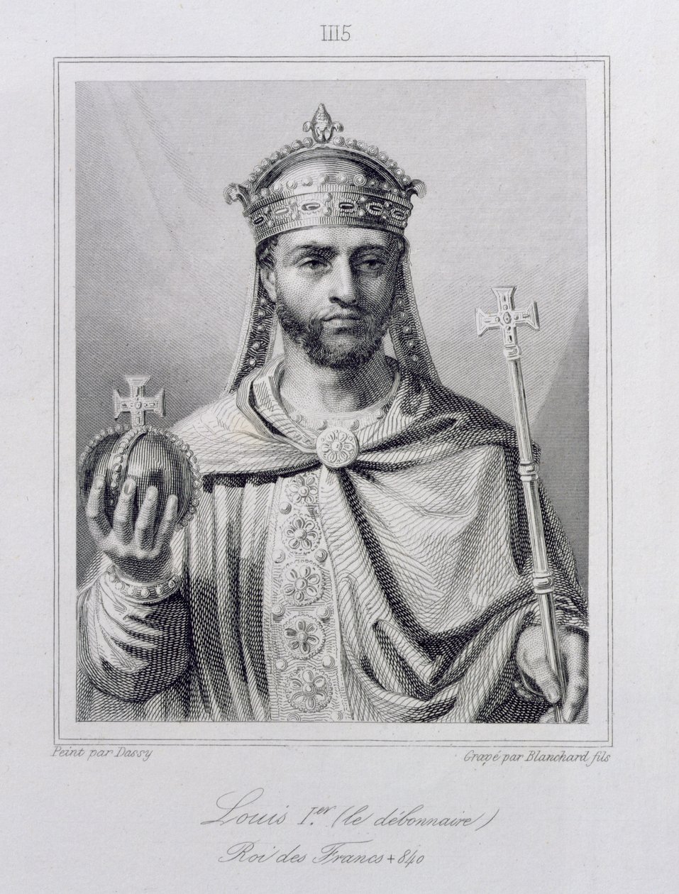 Ludvig I "Hurras" (778-840) Pyhän Rooman keisari, kaivertanut Blanchard tekijältä Jean Joseph Dassy