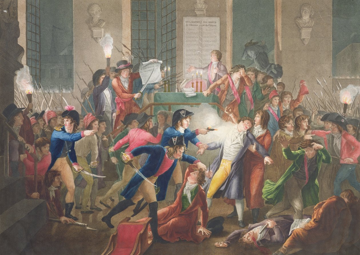 Robespierren pidätys, "Yö 9. - 10. Thermidorista, vuosi II, 27. heinäkuuta 1794" tekijältä Jean Joseph Francois Tassaert