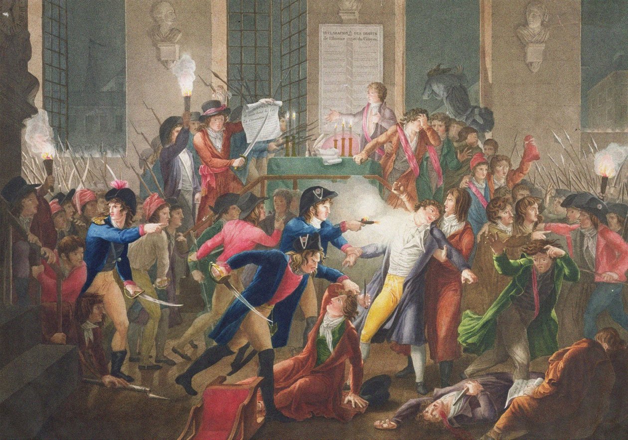 Robespierren pidätys 27. heinäkuuta 1794 Fulchran-Jean Harrietin jälkeen. 1796 tekijältä Jean Joseph Francois Tassaert