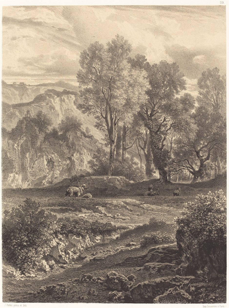 Maisema lampaiden kanssa tekijältä Jean Joseph François Bellel